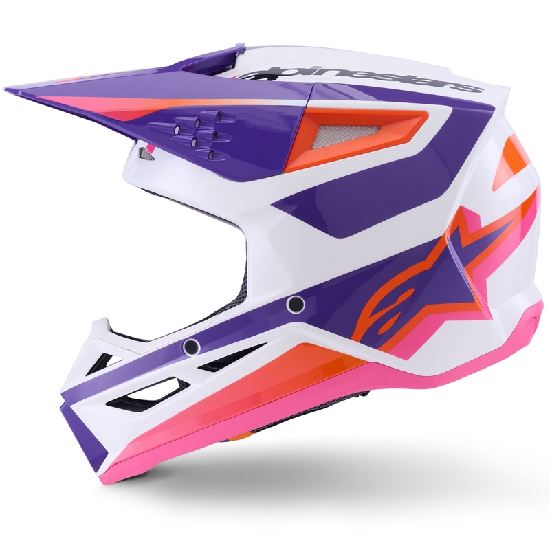 Alpinestars S-M3 Heat motokroso šalmas baltas-violetinis-rožinis