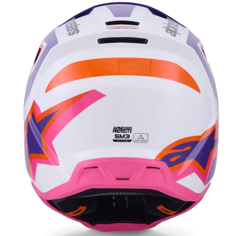 Alpinestars S-M3 Heat motokroso šalmas baltas-violetinis-rožinis