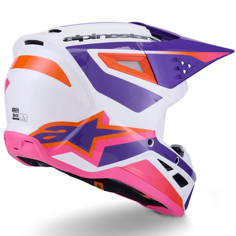 Alpinestars S-M3 Heat motokroso šalmas baltas-violetinis-rožinis
