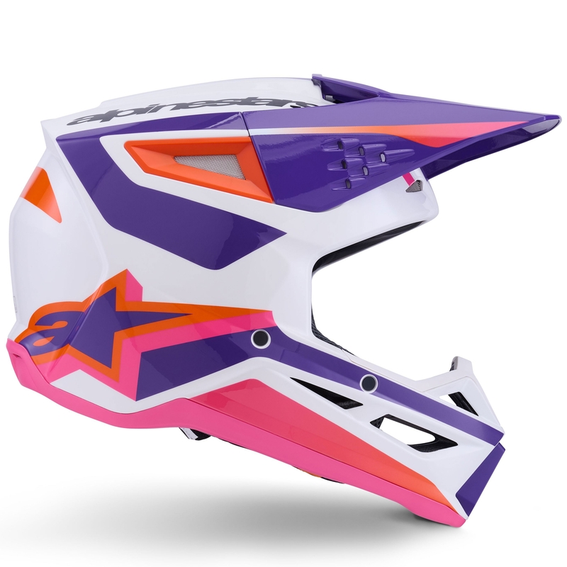 Alpinestars S-M3 Heat motokroso šalmas baltas-violetinis-rožinis
