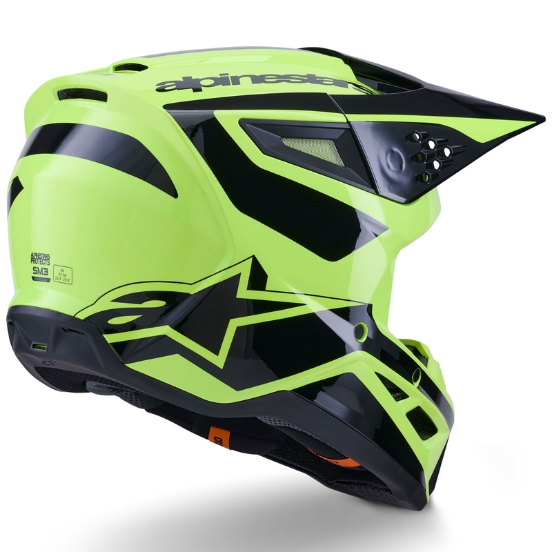 Alpinestars S-M3 Heat fluo geltonai juodas motokroso šalmas