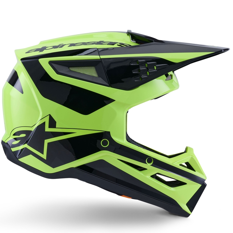 Alpinestars S-M3 Heat fluo geltonai juodas motokroso šalmas