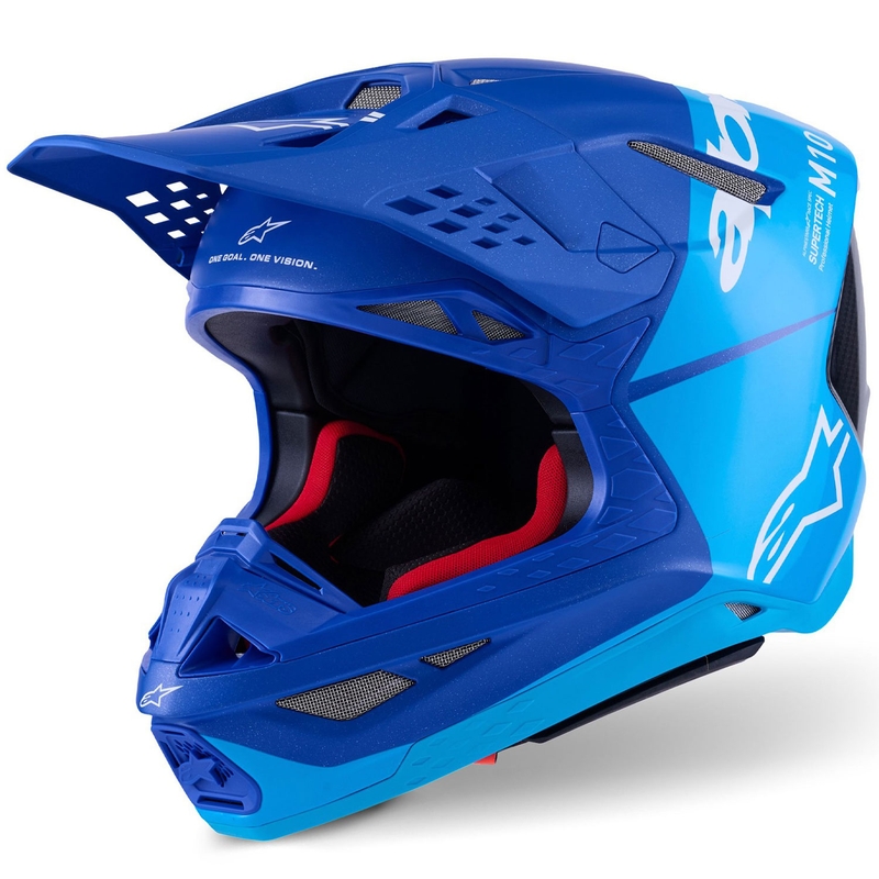 "Alpinestars Supertech S-M10 Flood" motokroso šalmas mėlynas perlamutrinis-šviesiai mėlynas-juodas-juodas-karboninis-matinis-blizgantis