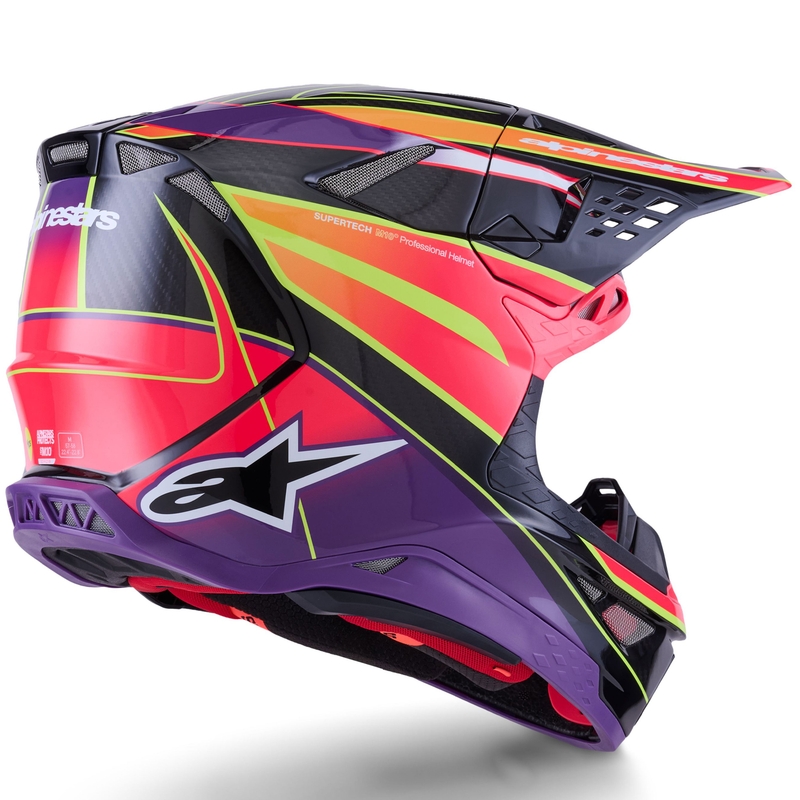 Alpinestars Supertech S-M10 Era rožinis-violetinis-fluo geltonas motokroso šalmas