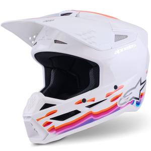 Alpinestars S-M3 Force motokroso šalmas balta-geltona-rožinė-violetinė