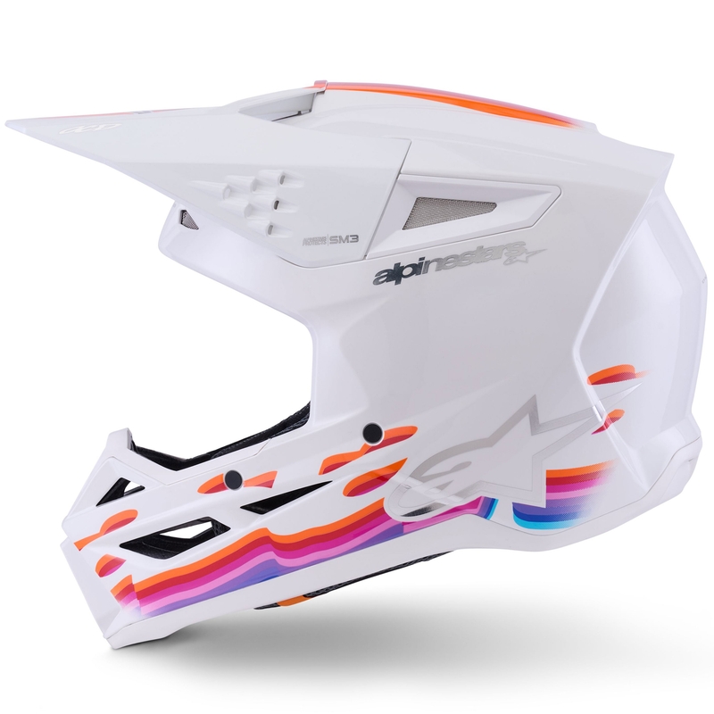 Alpinestars S-M3 Force motokroso šalmas balta-geltona-rožinė-violetinė