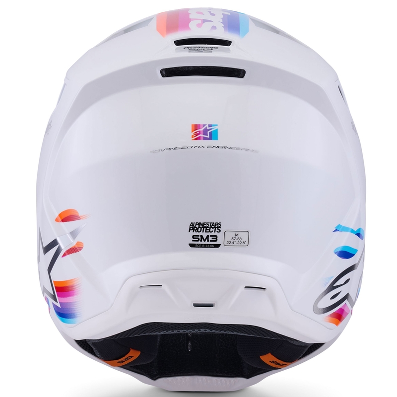 Alpinestars S-M3 Force motokroso šalmas balta-geltona-rožinė-violetinė