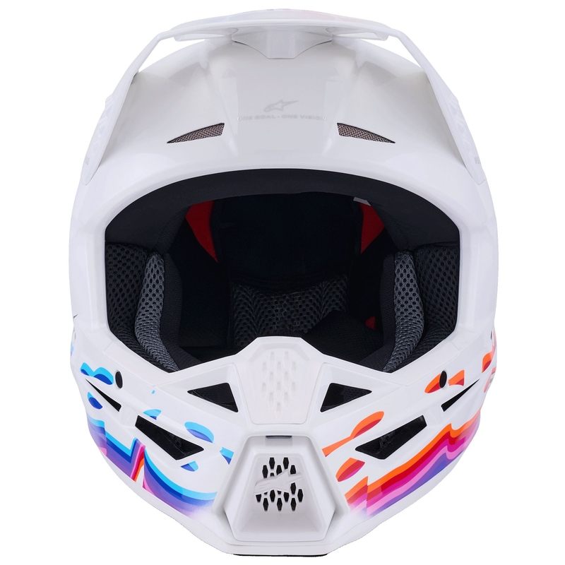 Alpinestars S-M3 Force motokroso šalmas balta-geltona-rožinė-violetinė
