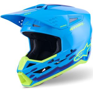 Alpinestars S-M3 Force mėlynos ir mėlynai geltonos spalvos motokroso šalmas