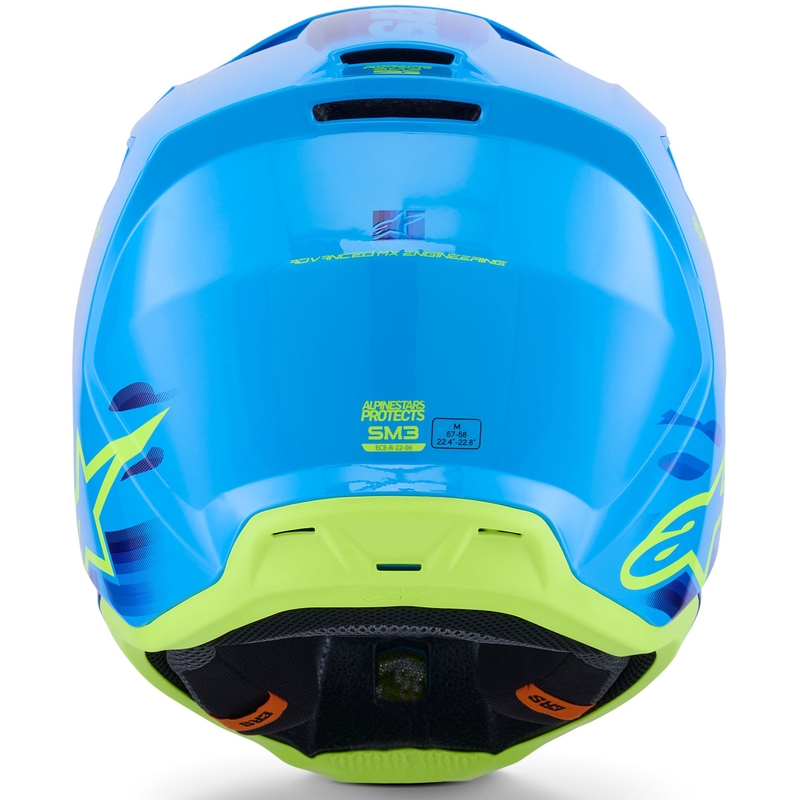 Alpinestars S-M3 Force mėlynos ir mėlynai geltonos spalvos motokroso šalmas