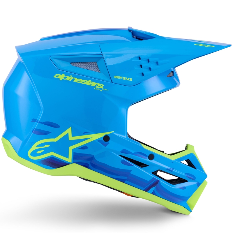 Alpinestars S-M3 Force mėlynos ir mėlynai geltonos spalvos motokroso šalmas