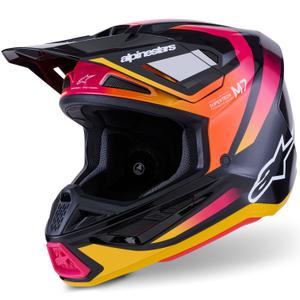 Alpinestars SM7 Rise motokroso šalmas juodai geltonai rožinis