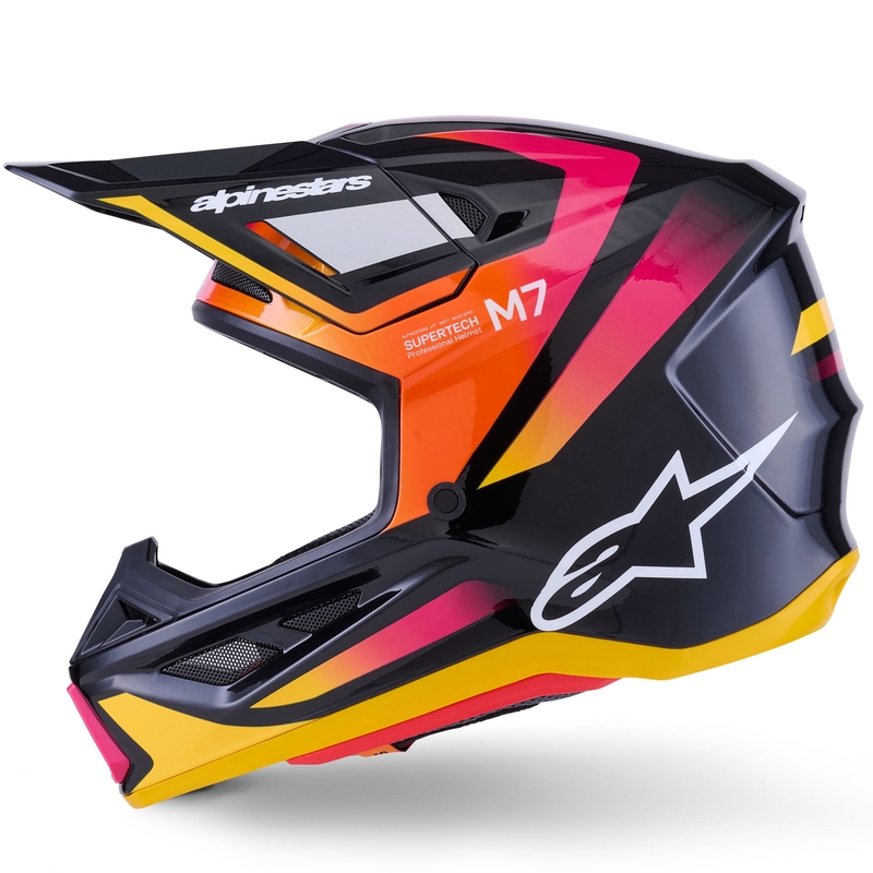 Alpinestars SM7 Rise motokroso šalmas juodai geltonai rožinis