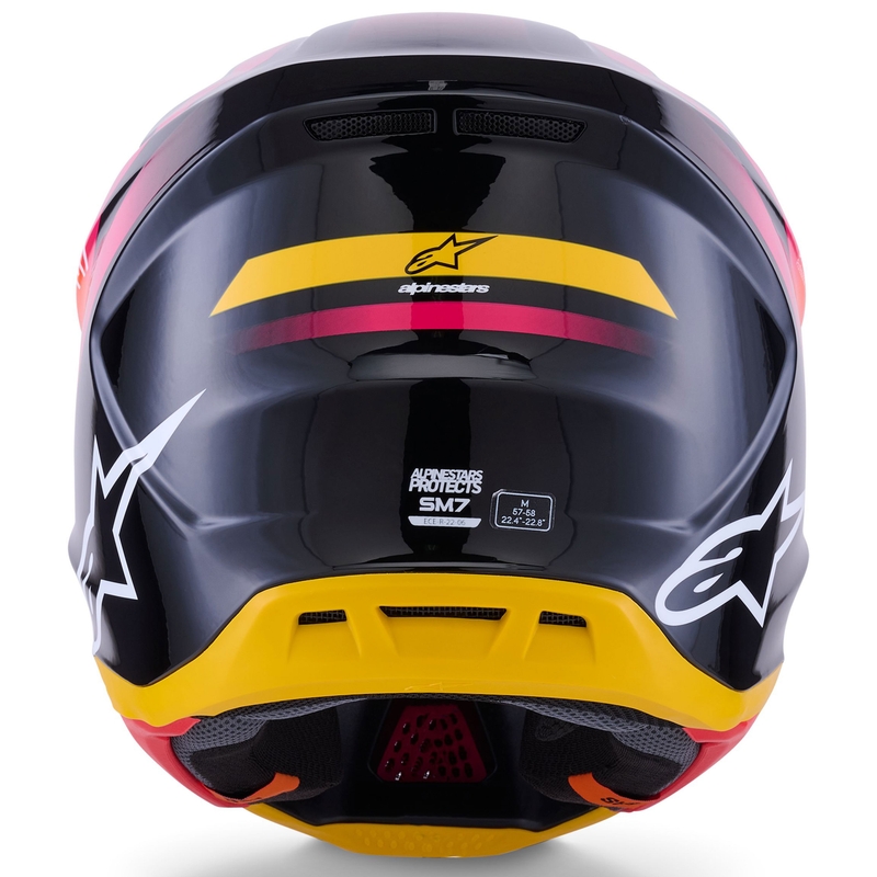 Alpinestars SM7 Rise motokroso šalmas juodai geltonai rožinis