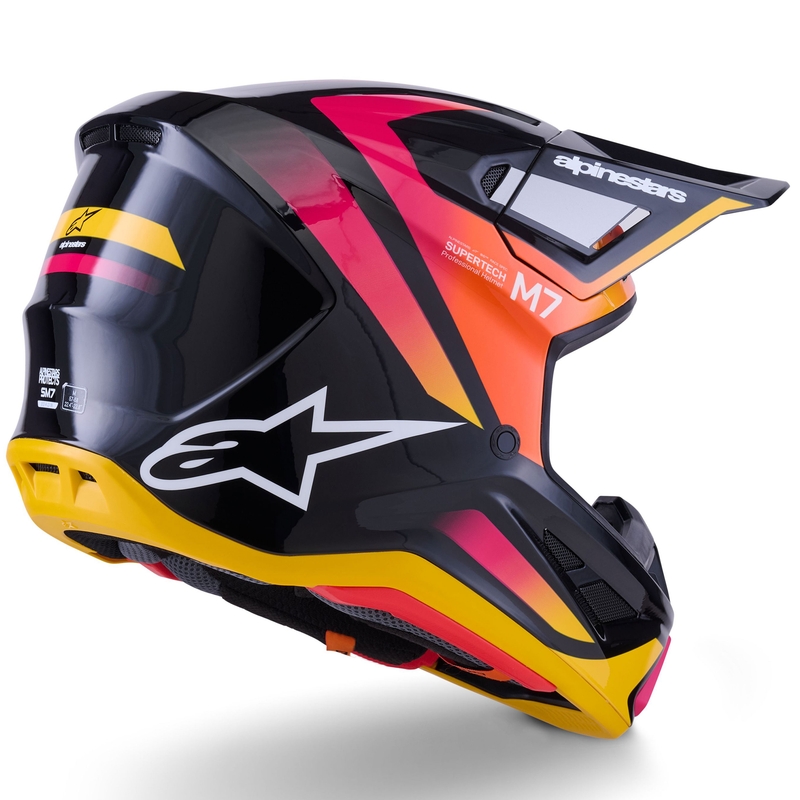 Alpinestars SM7 Rise motokroso šalmas juodai geltonai rožinis