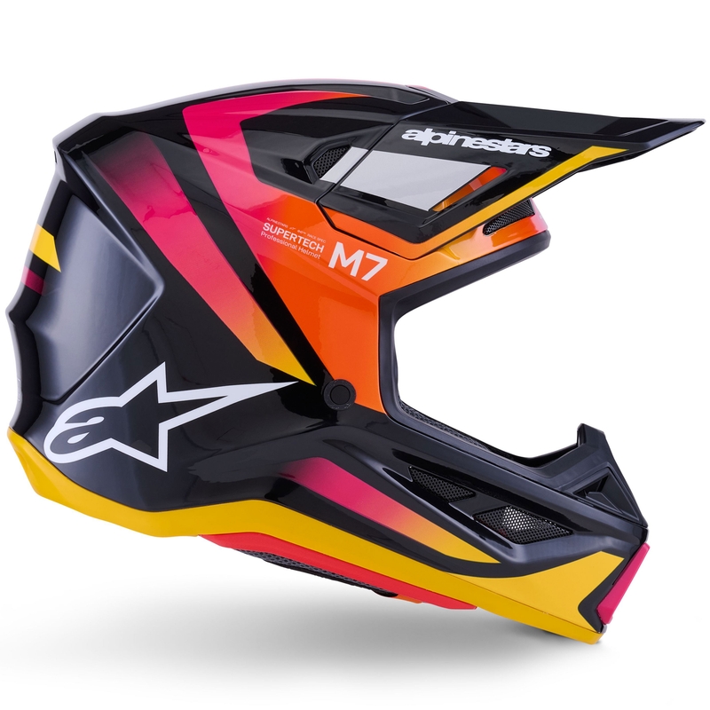 Alpinestars SM7 Rise motokroso šalmas juodai geltonai rožinis