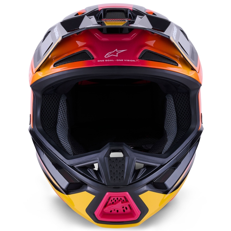 Alpinestars SM7 Rise motokroso šalmas juodai geltonai rožinis