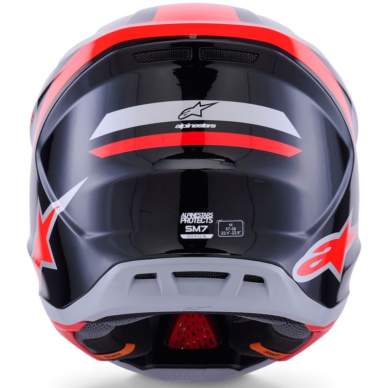 Alpinestars SM7 Rise motokroso šalmas juodas-sidabrinis-fluo raudonas