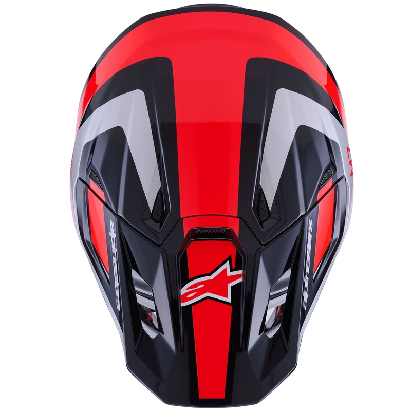 Alpinestars SM7 Rise motokroso šalmas juodas-sidabrinis-fluo raudonas