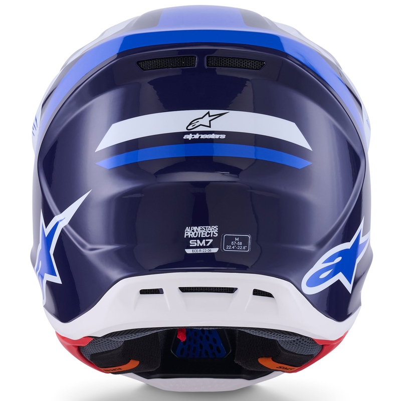 Alpinestars SM7 Rise Motokroso šalmas mėlynos ir baltos spalvos