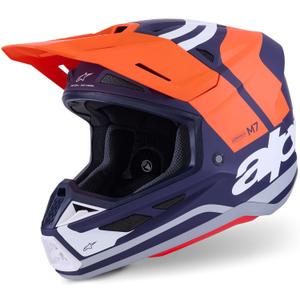 Alpinestars SM7 Core motokroso šalmas matinis oranžinis-mėlynas-baltas