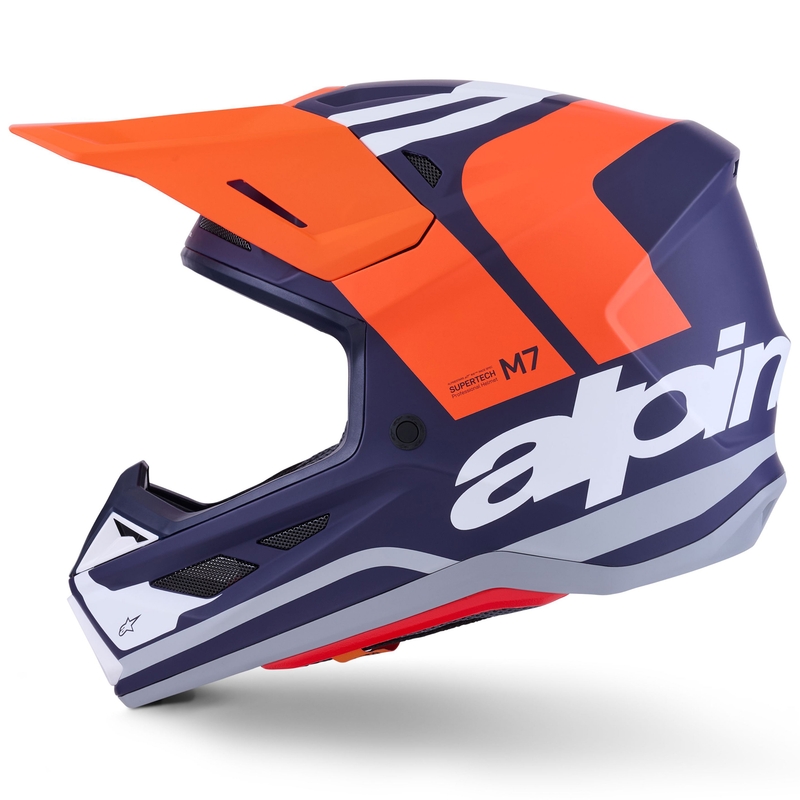 Alpinestars SM7 Core motokroso šalmas matinis oranžinis-mėlynas-baltas