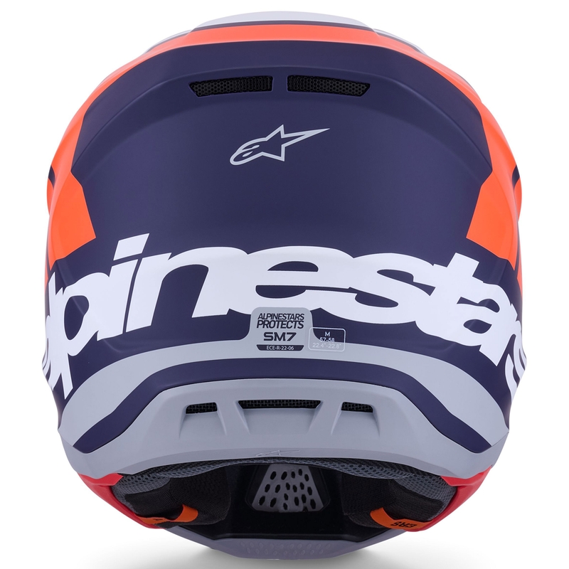 Alpinestars SM7 Core motokroso šalmas matinis oranžinis-mėlynas-baltas