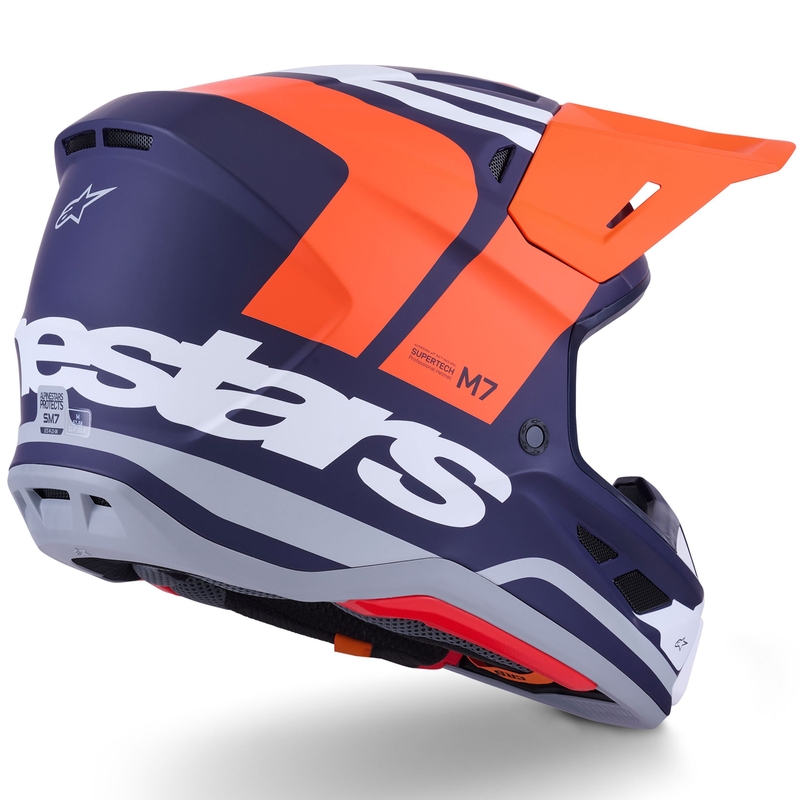 Alpinestars SM7 Core motokroso šalmas matinis oranžinis-mėlynas-baltas