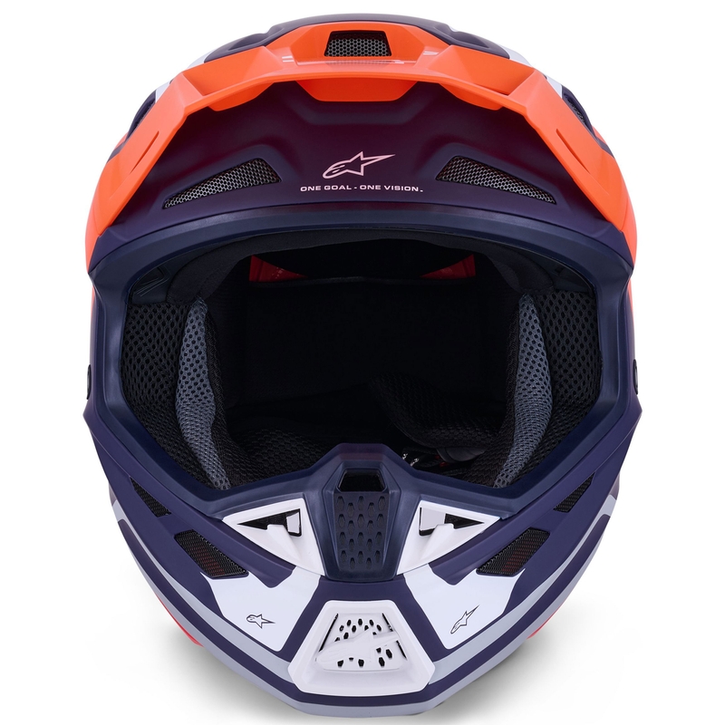 Alpinestars SM7 Core motokroso šalmas matinis oranžinis-mėlynas-baltas