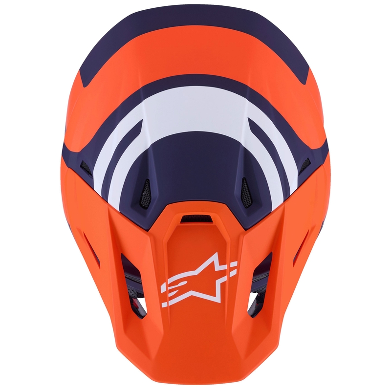 Alpinestars SM7 Core motokroso šalmas matinis oranžinis-mėlynas-baltas