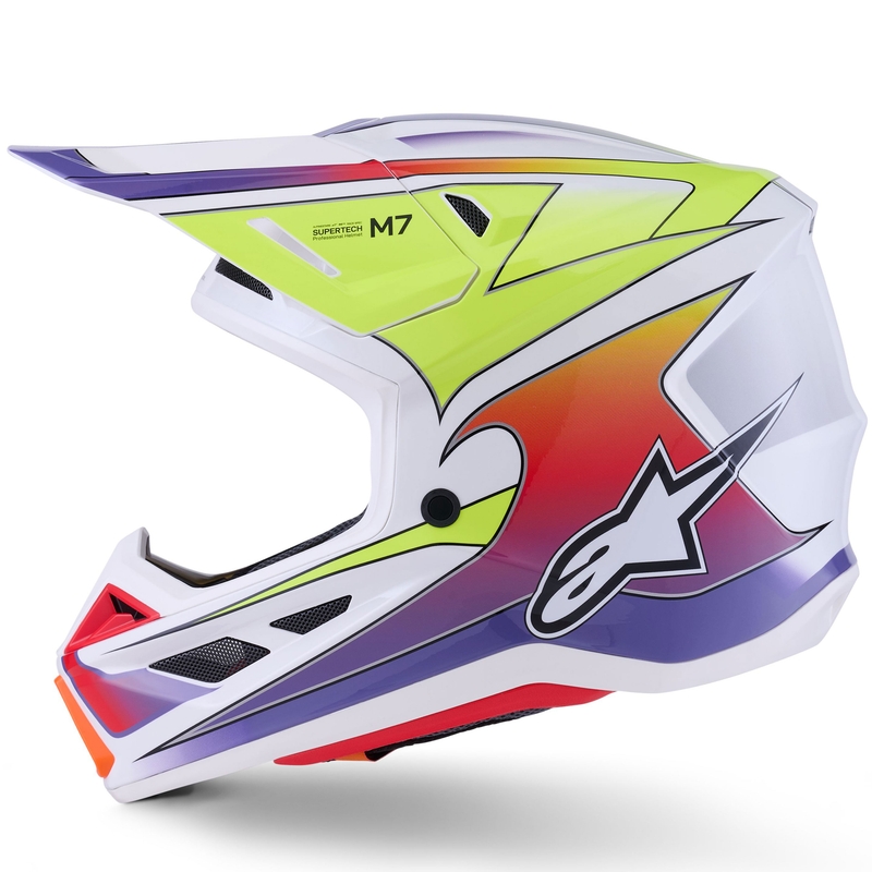 Alpinestars SM7 Fuse motokroso šalmas baltas-fluo geltonas-violetinis