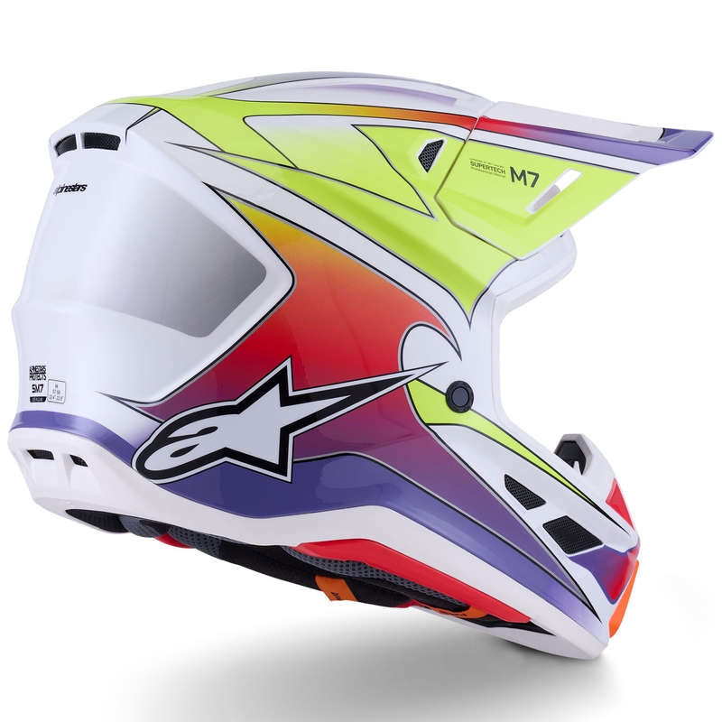 Alpinestars SM7 Fuse motokroso šalmas baltas-fluo geltonas-violetinis