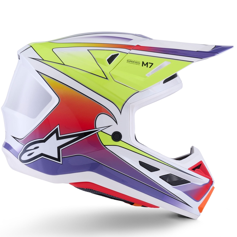 Alpinestars SM7 Fuse motokroso šalmas baltas-fluo geltonas-violetinis