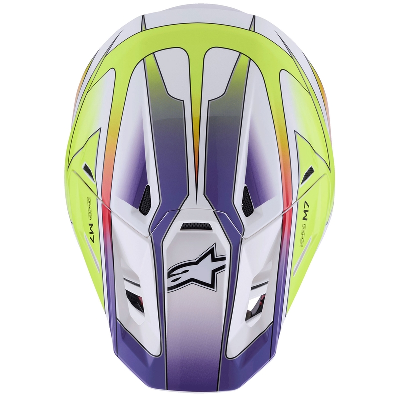Alpinestars SM7 Fuse motokroso šalmas baltas-fluo geltonas-violetinis