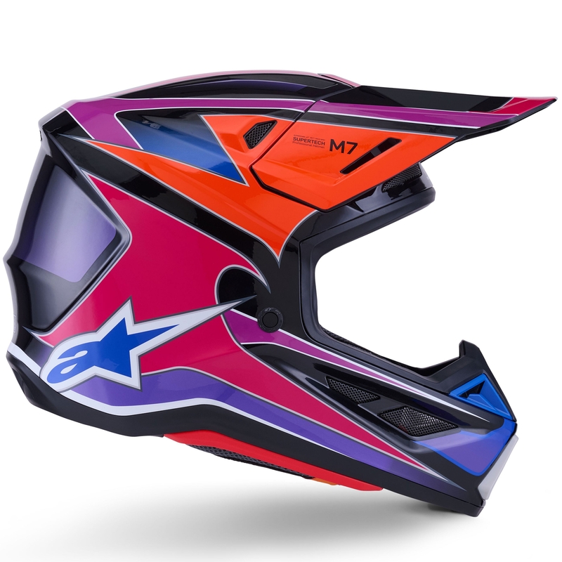 Alpinestars SM7 Fuse motokroso šalmas mėlyna-violetinė-rožinė