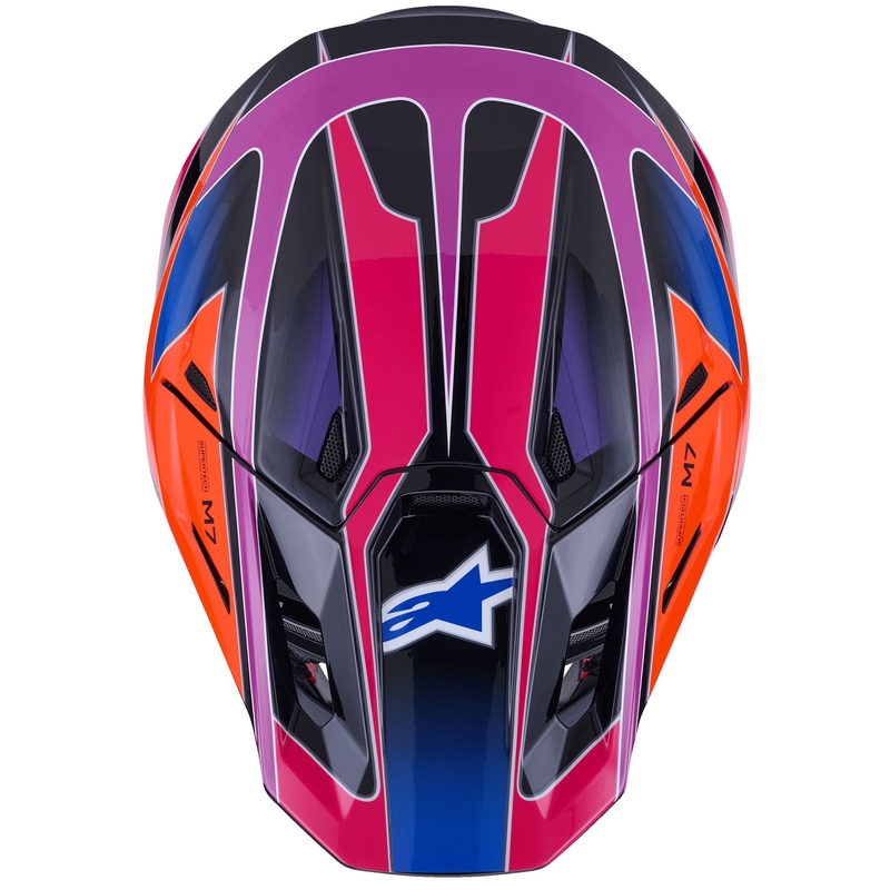 Alpinestars SM7 Fuse motokroso šalmas mėlyna-violetinė-rožinė