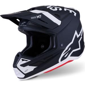 Alpinestars SM7 Dasher motokroso šalmas matinės juodos ir baltos spalvos