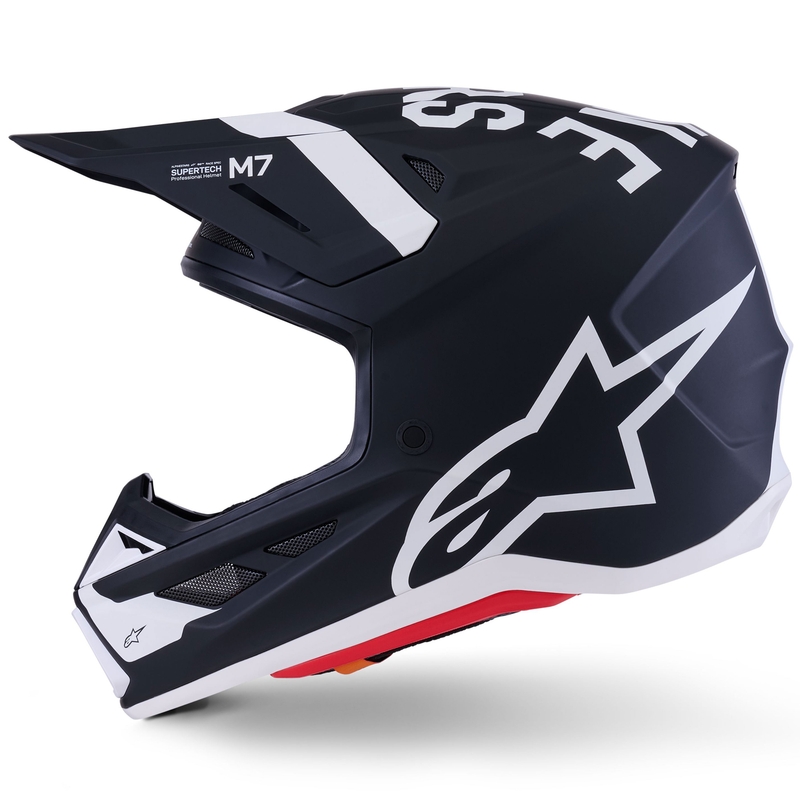 Alpinestars SM7 Dasher motokroso šalmas matinės juodos ir baltos spalvos