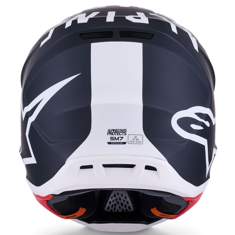 Alpinestars SM7 Dasher motokroso šalmas matinės juodos ir baltos spalvos