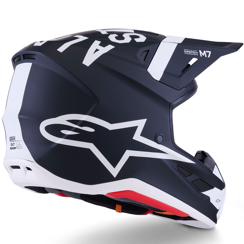 Alpinestars SM7 Dasher motokroso šalmas matinės juodos ir baltos spalvos