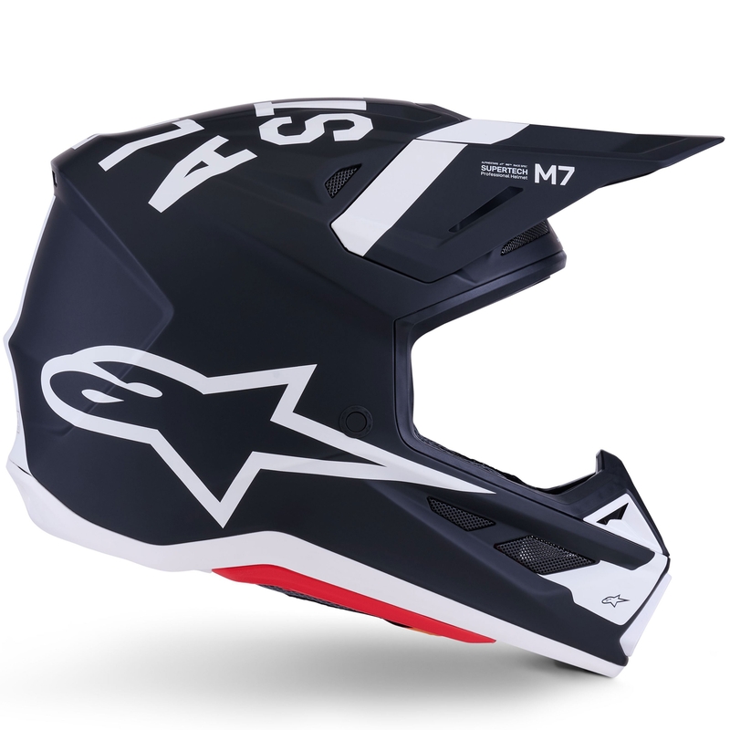 Alpinestars SM7 Dasher motokroso šalmas matinės juodos ir baltos spalvos