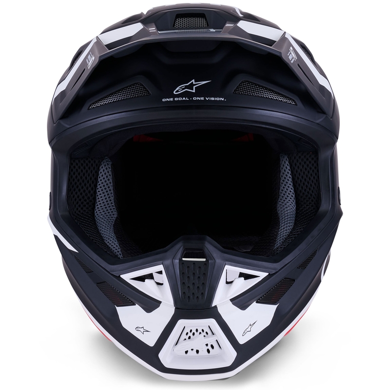 Alpinestars SM7 Dasher motokroso šalmas matinės juodos ir baltos spalvos