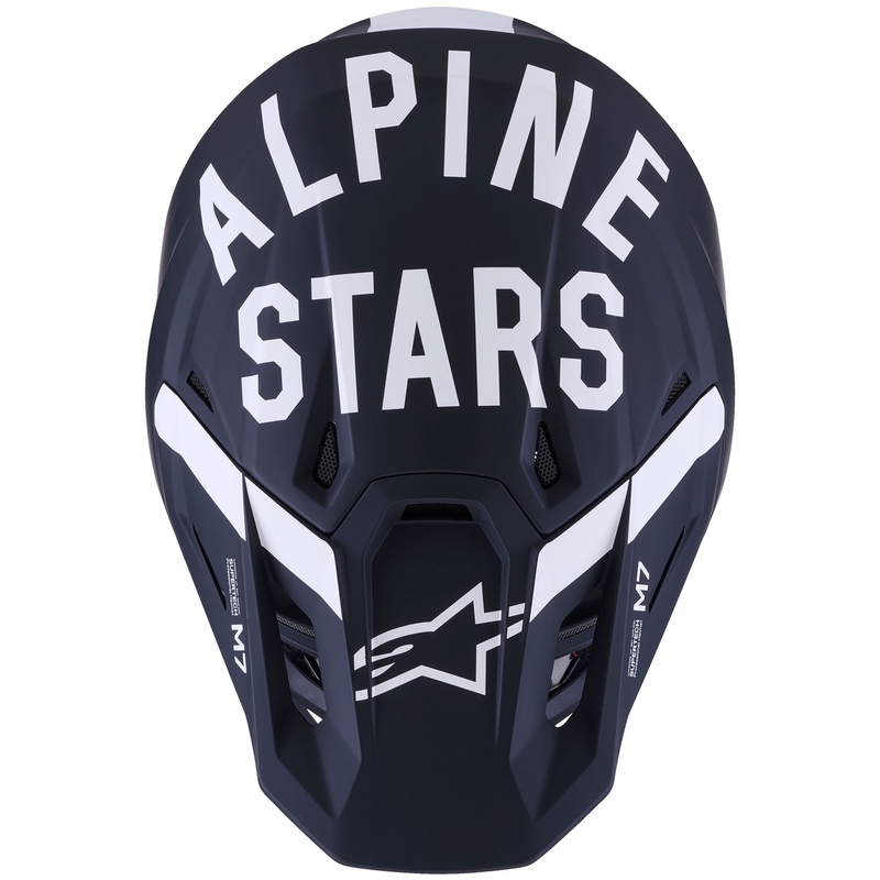 Alpinestars SM7 Dasher motokroso šalmas matinės juodos ir baltos spalvos
