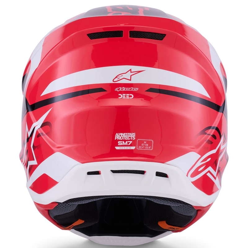 Alpinestars SM7 Deed motokroso šalmas raudona-juoda-balta