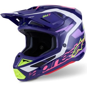 Alpinestars SM7 Deed motokroso šalmas violetinė-rožinė-balta-fluo geltona