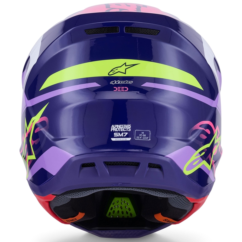 Alpinestars SM7 Deed motokroso šalmas violetinė-rožinė-balta-fluo geltona