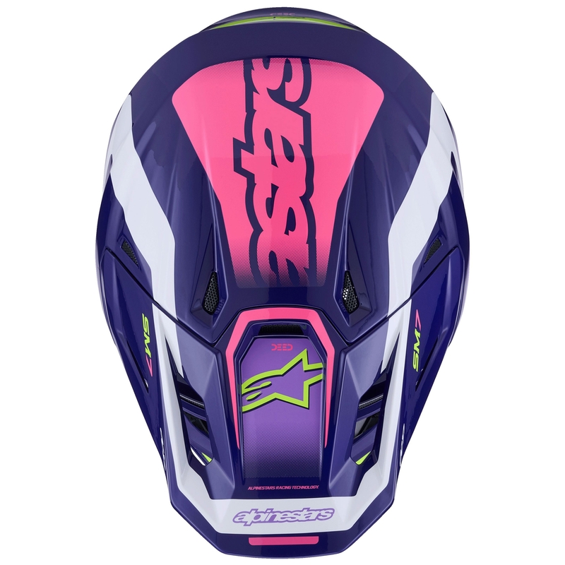 Alpinestars SM7 Deed motokroso šalmas violetinė-rožinė-balta-fluo geltona