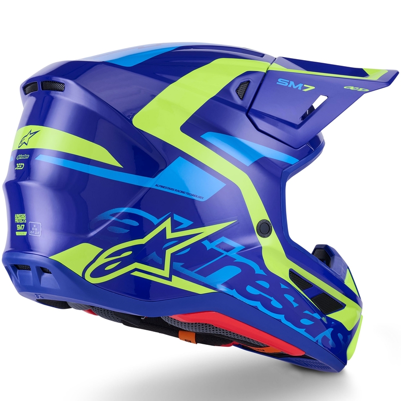 Alpinestars SM7 Deed Motokroso šalmas mėlyna-fluo geltona