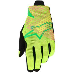 Alpinestars Radar Pro motokroso pirštinės žalia-fluo geltona-fluo rožinė