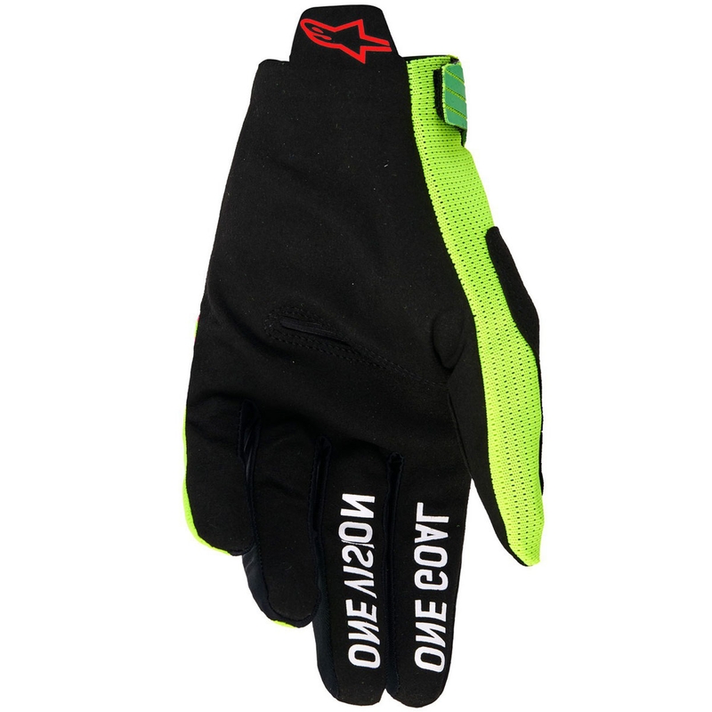 Alpinestars Radar Pro motokroso pirštinės žalia-fluo geltona-fluo rožinė
